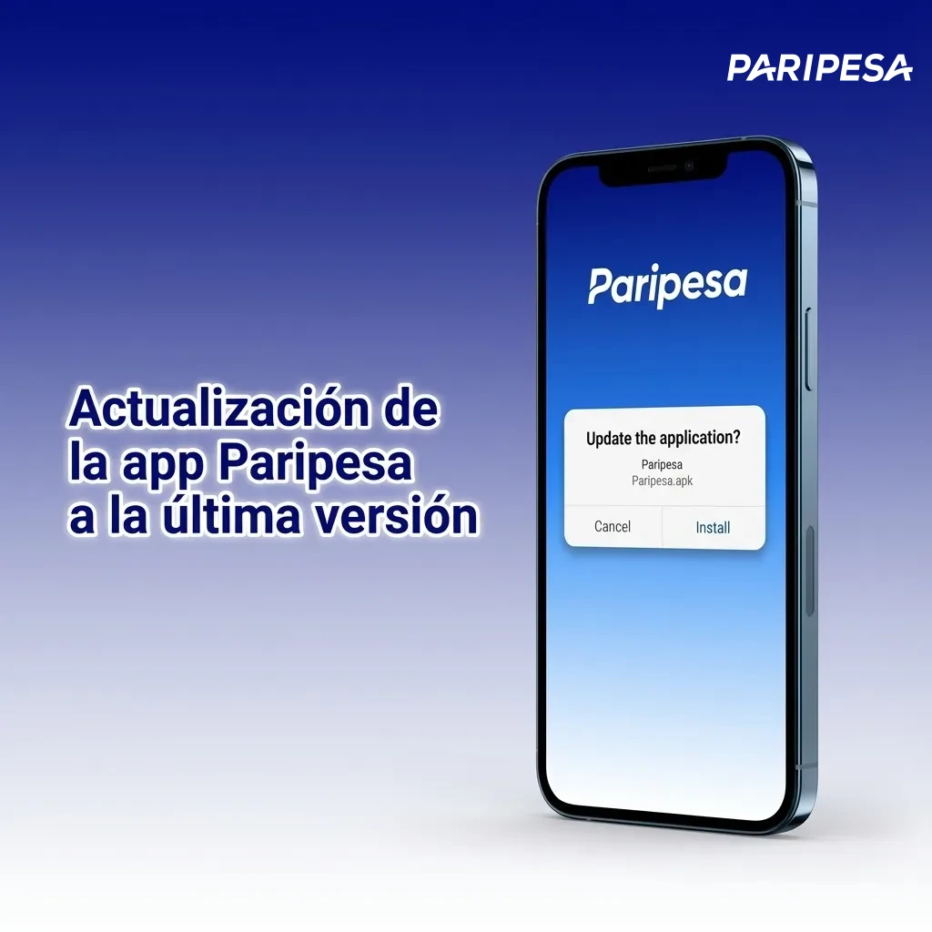 Ilustración de un iPhone mostrando el ícono PWA de Paripesa con texto destacando actualización automática desde la web