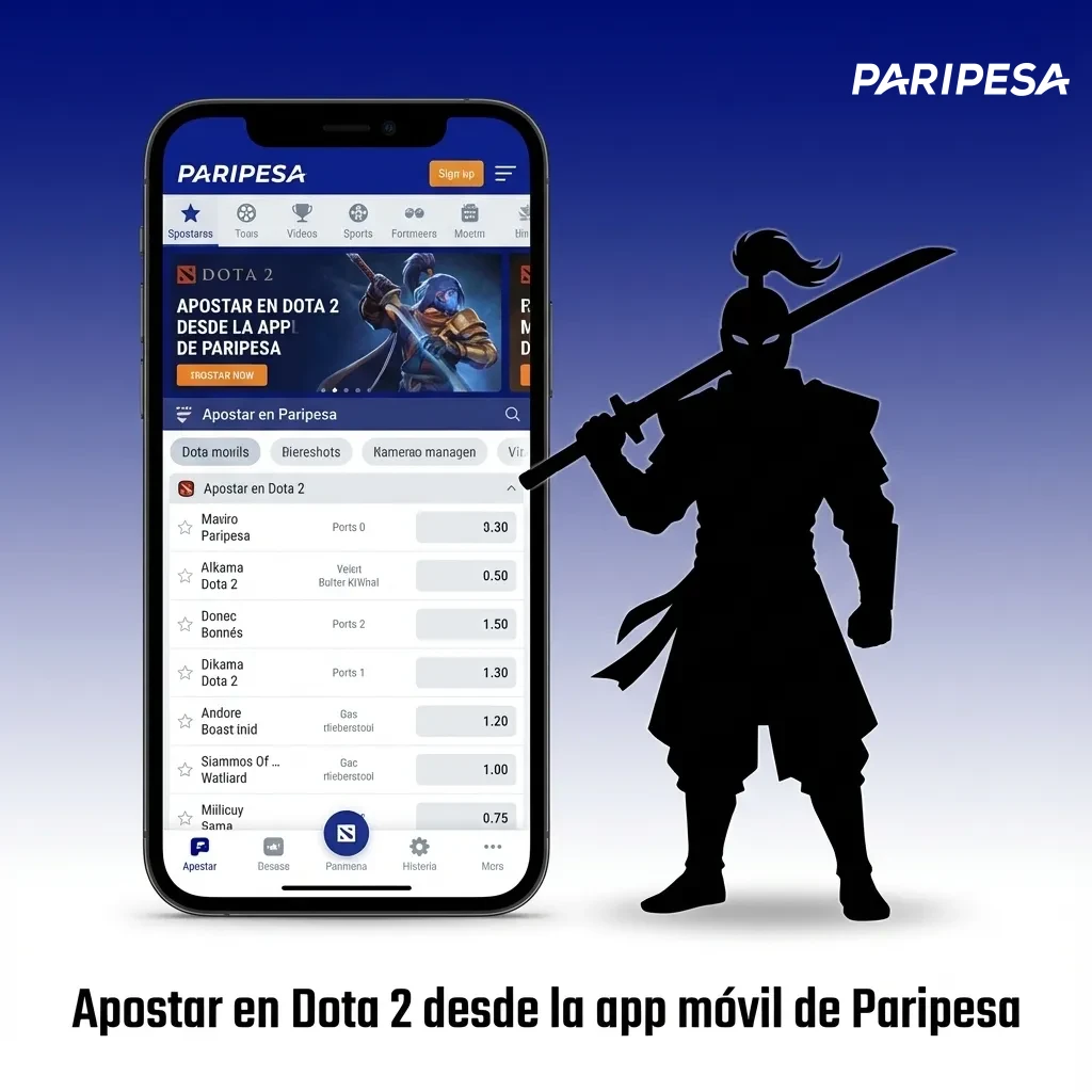 Mano sosteniendo celular con app de Paripesa abierta mostrando apuestas en vivo de Dota 2 en Perú