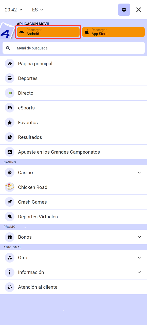 Comienza la descarga del archivo para instalar la App de Paripesa en tu dispositivo Android.