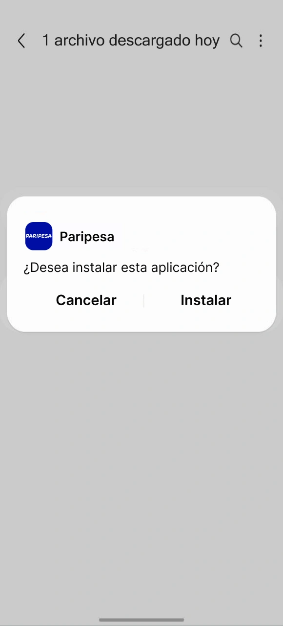 Finaliza la ejecución del instalador para empezar a usar la App de Paripesa en Android.
