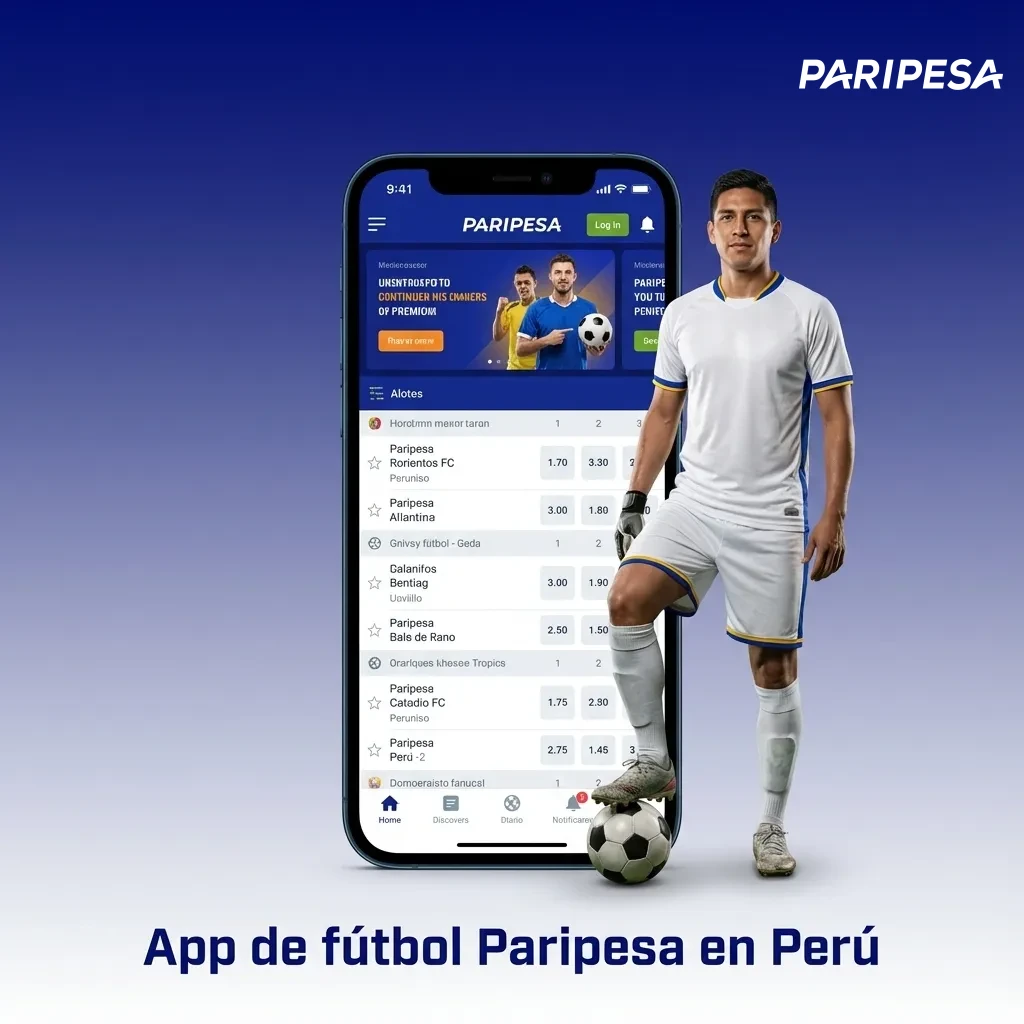 Pantalla de la app móvil Paripesa en un celular, mostrando apuestas de fútbol en vivo en Perú
