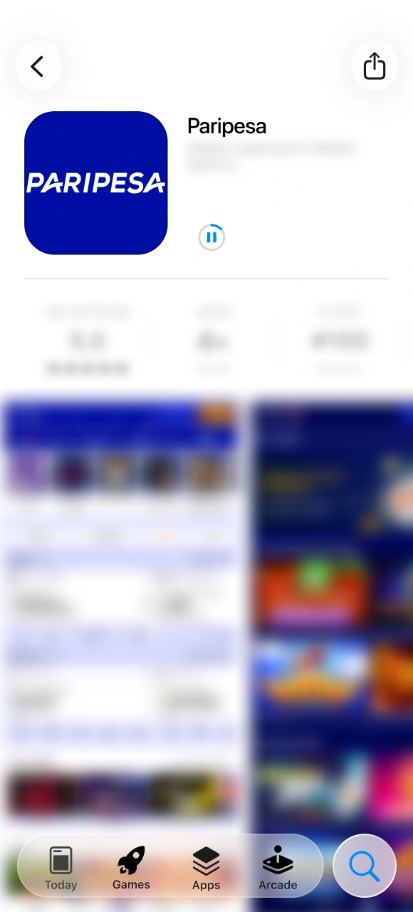 Aguarda a que el sistema complete la instalación de la App de Paripesa en iOS automáticamente.
