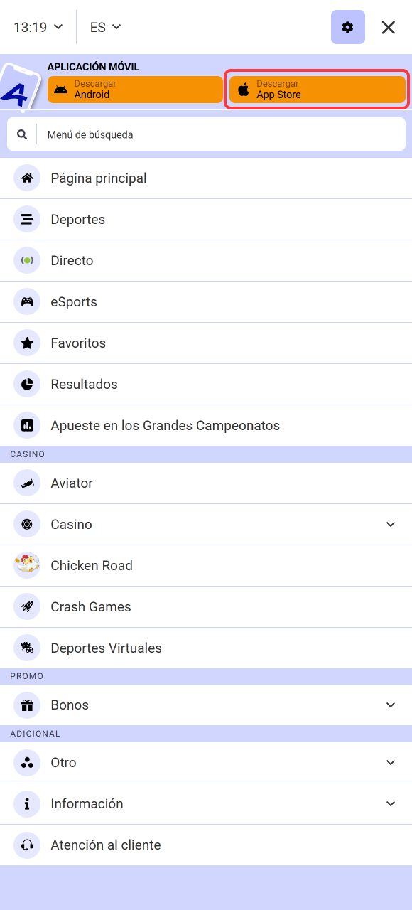 Presiona el botón de descarga para obtener la App de Paripesa en tu dispositivo iOS.