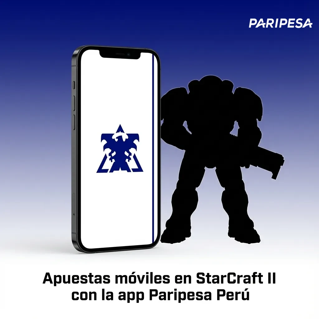 Smartphone mostrando la app Paripesa Perú con mercados de apuestas en vivo para torneos de StarCraft II.
