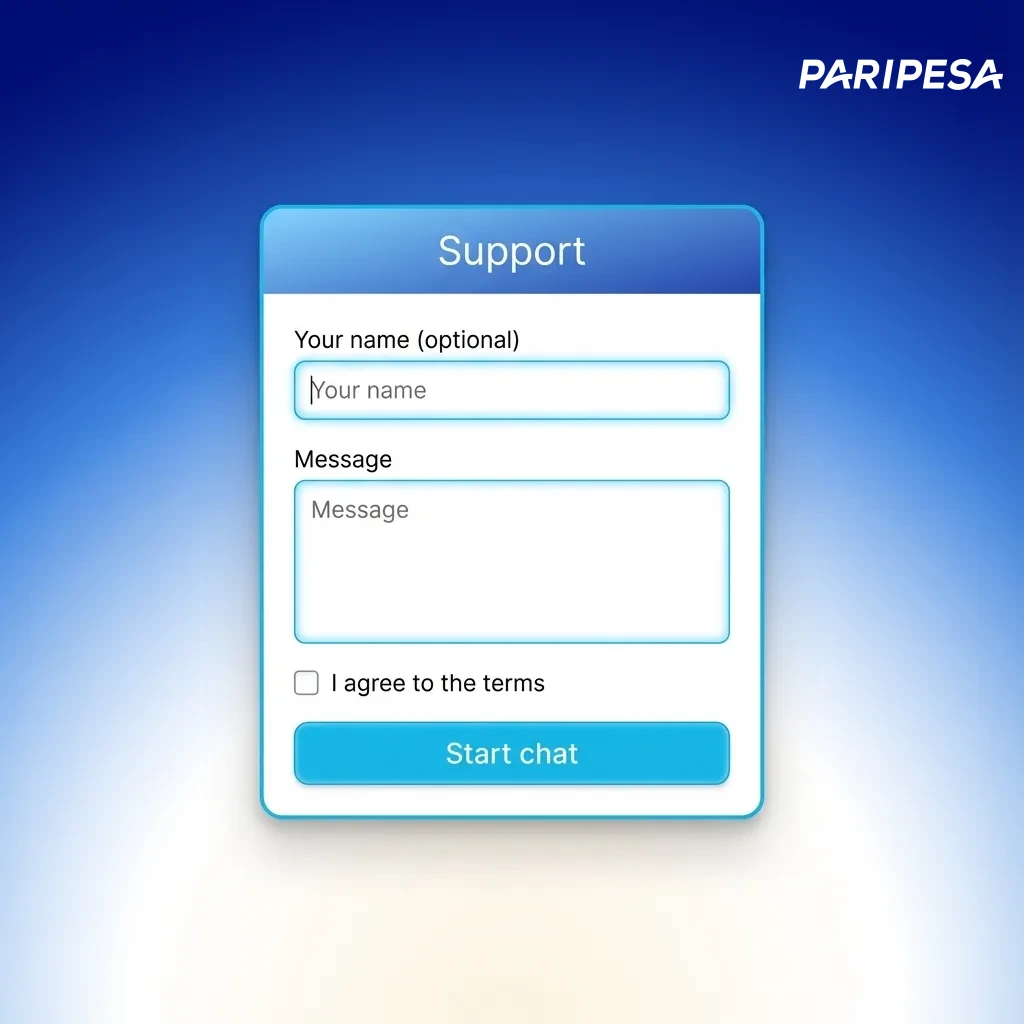 Ilustración de soporte Paripesa Perú con iconos de chat en vivo, email, formulario web y centro de ayuda en español