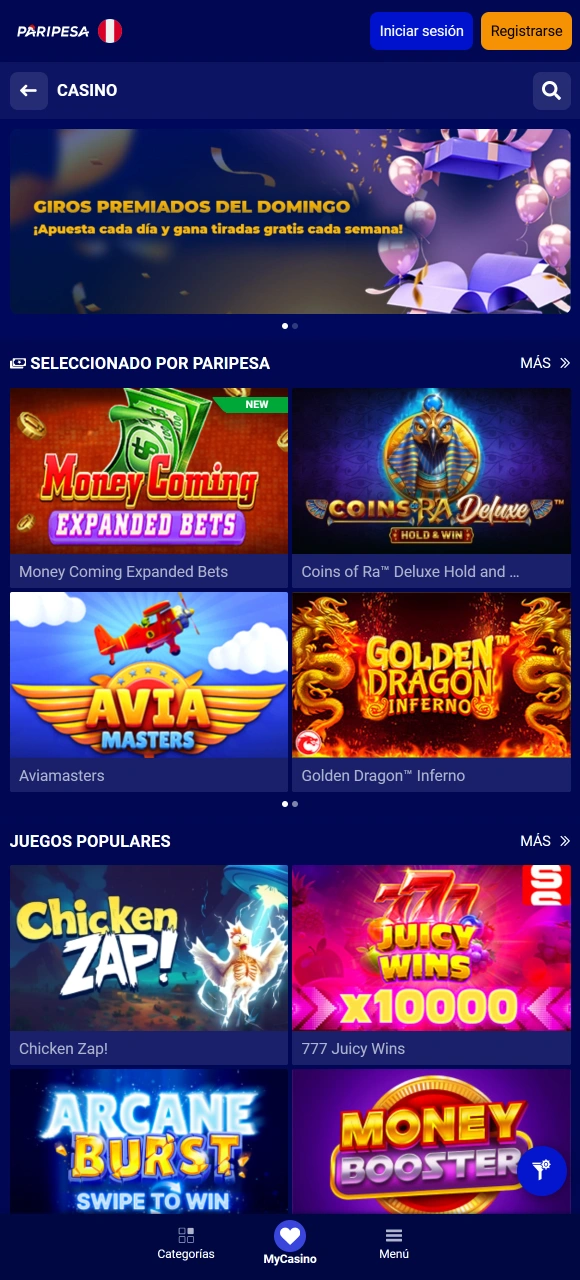 Disfruta de la mejor experiencia de casino móvil desde la App de Paripesa en iOS.