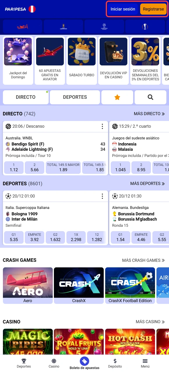 Accede a la plataforma optimizada para completar tu instalación de iOS en la App de Paripesa.