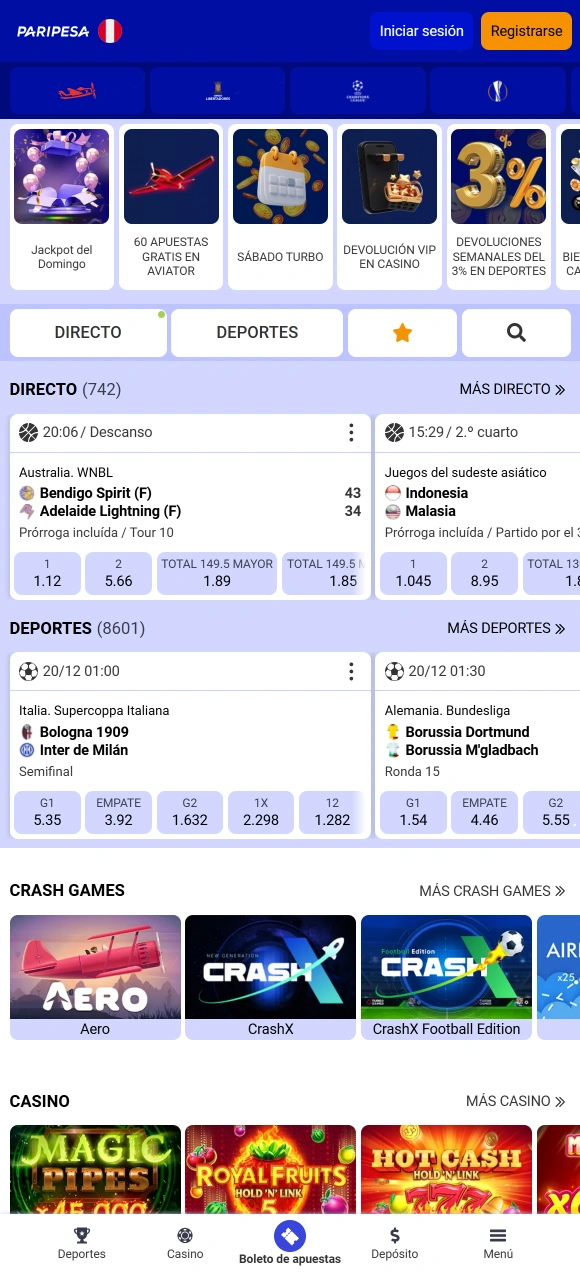 Haz clic en el enlace para iniciar la descarga en iOS de la App de Paripesa.
