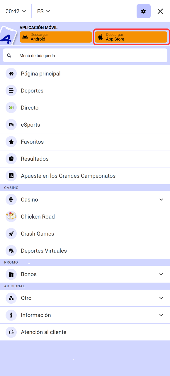 Presiona el botón para comenzar a instalar la versión iOS de la App de Paripesa.
