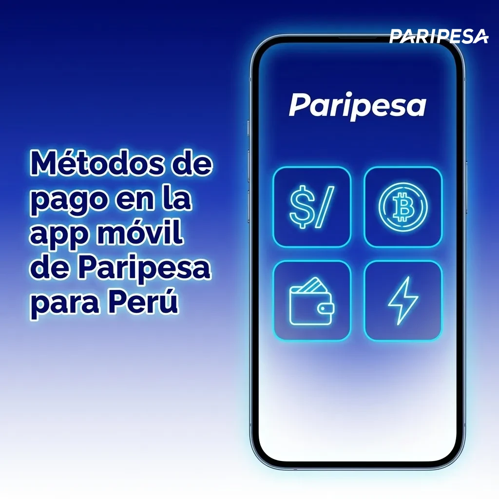 Pantalla móvil de Paripesa en Perú mostrando métodos de pago: GPay, Mastercard, Binance Pay y criptomonedas.