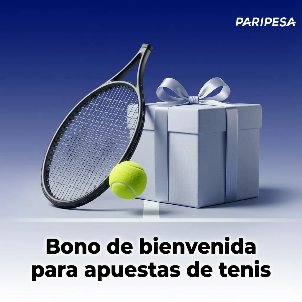 Pantalla de casa de apuestas mostrando bono de bienvenida para apuestas de tenis prematch y en vivo