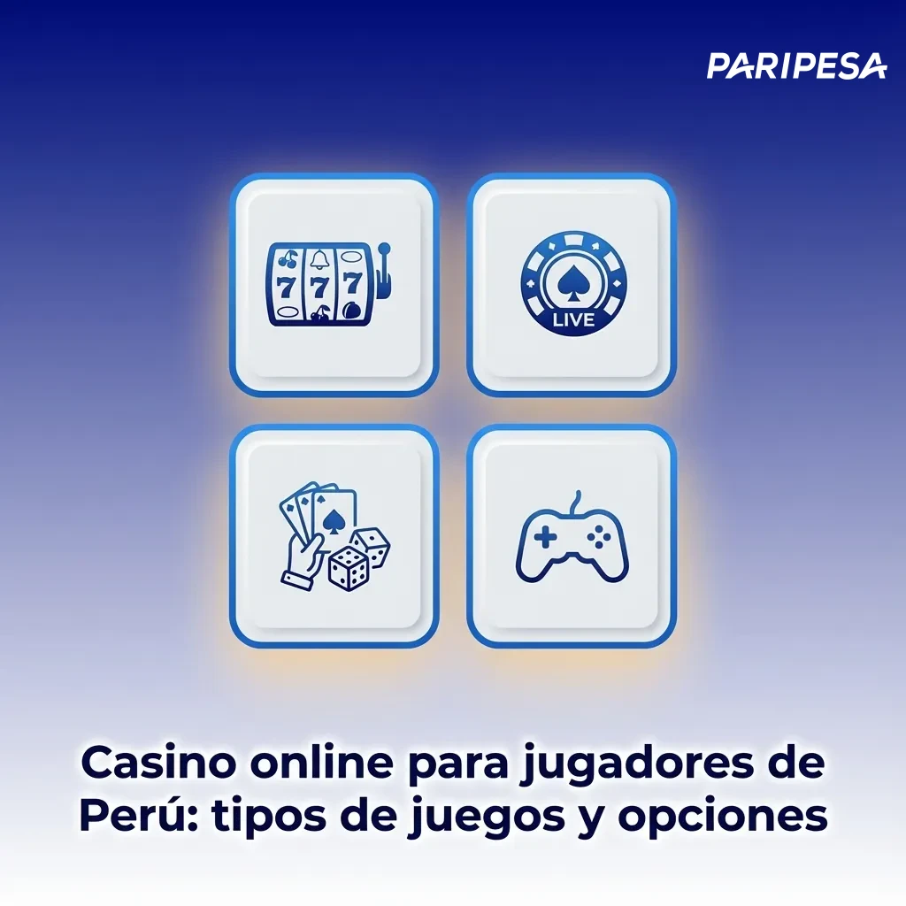 Pantalla de casino online peruano con tragamonedas, ruleta, blackjack y mesas en vivo, opciones en soles y bonos destacados