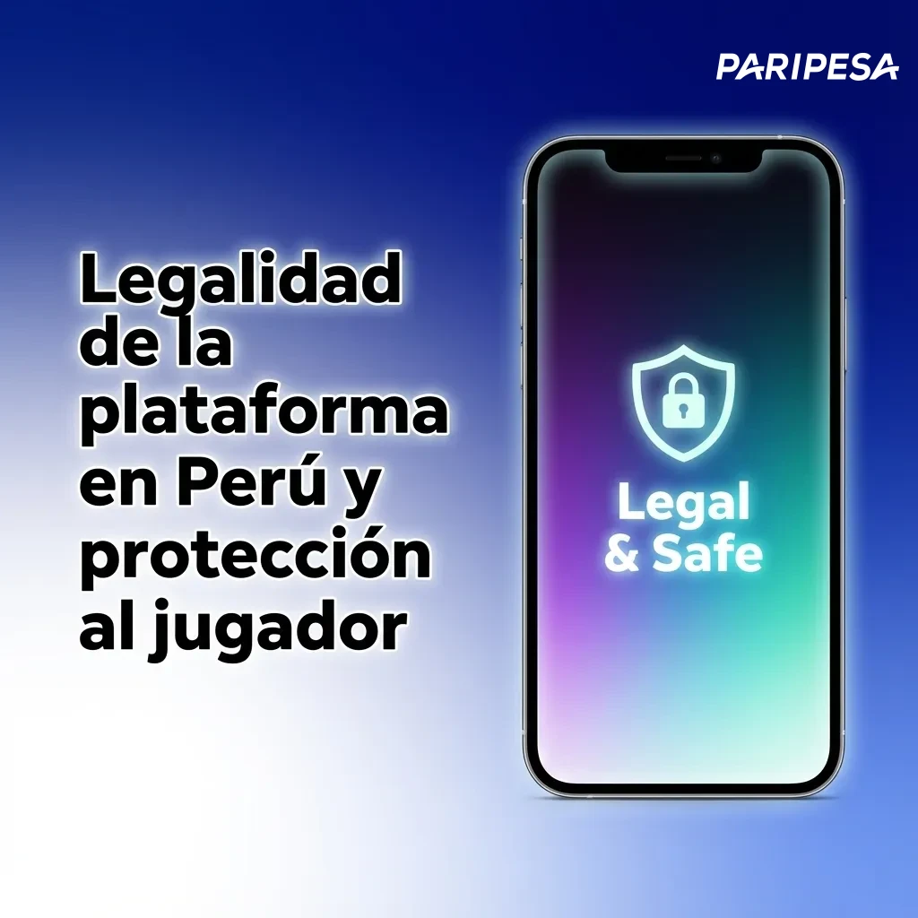 Ilustración de jugador peruano en sitio de apuestas online con candado, escudo legal y símbolos de seguridad y juego responsable