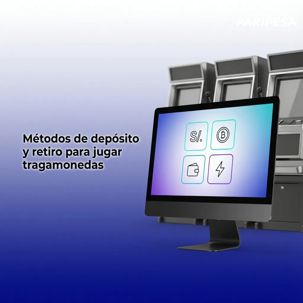 Ilustración de métodos de depósito y retiro en Paripesa: tarjetas, billeteras digitales, transferencias y criptomonedas.