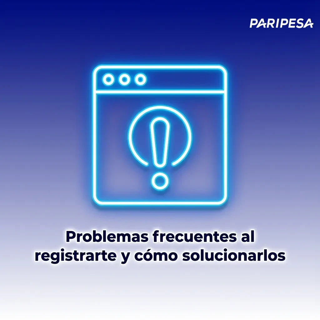 Ilustración de persona frente a pantalla con errores de registro y lista de soluciones y contacto a soporte