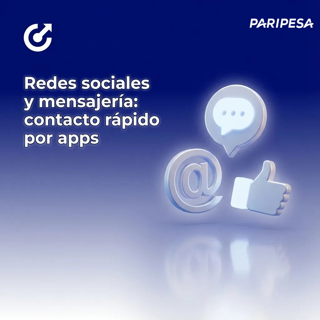 Persona usando el celular con íconos de WhatsApp, Telegram, Facebook Messenger y X para soporte rápido y seguro