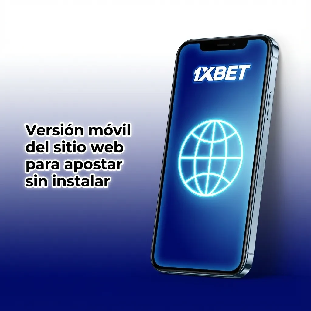 Teléfono mostrando la versión móvil de un sitio de apuestas, con secciones de deportes, casino, pagos y promociones sin descarga