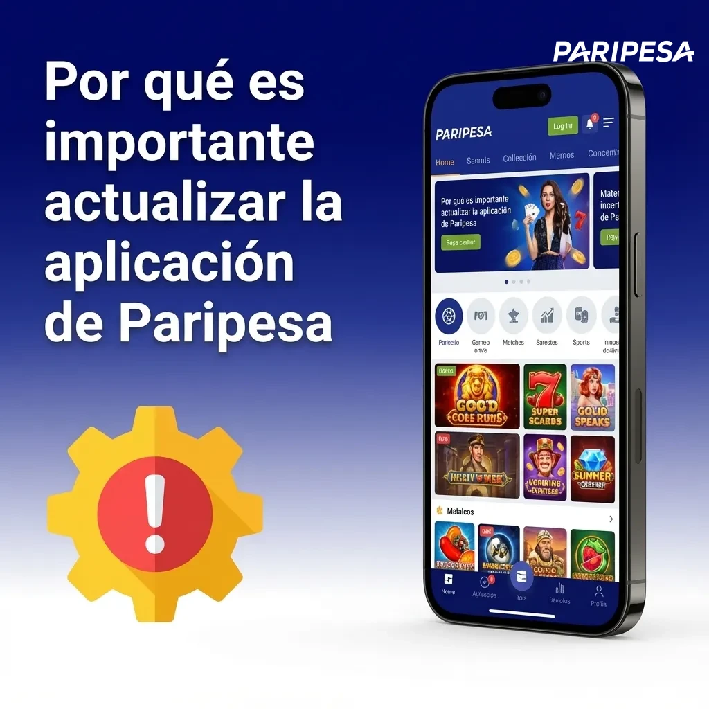 Ilustración de usuario actualizando la app Paripesa en su móvil para mejorar seguridad, estabilidad y funciones de apuestas en vivo