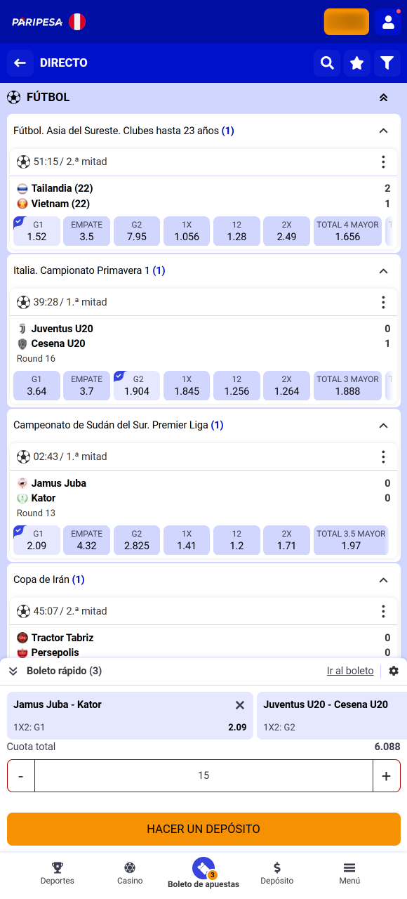 Revisa las cuotas y añade tus pronósticos favoritos al cupón de Apuesta en Paripesa.