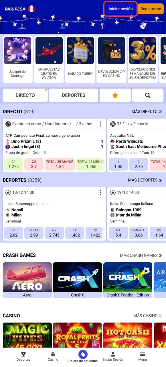 Usa el botón para visitar el sitio oficial y crear tu cuenta para realizar una Apuesta en Paripesa.