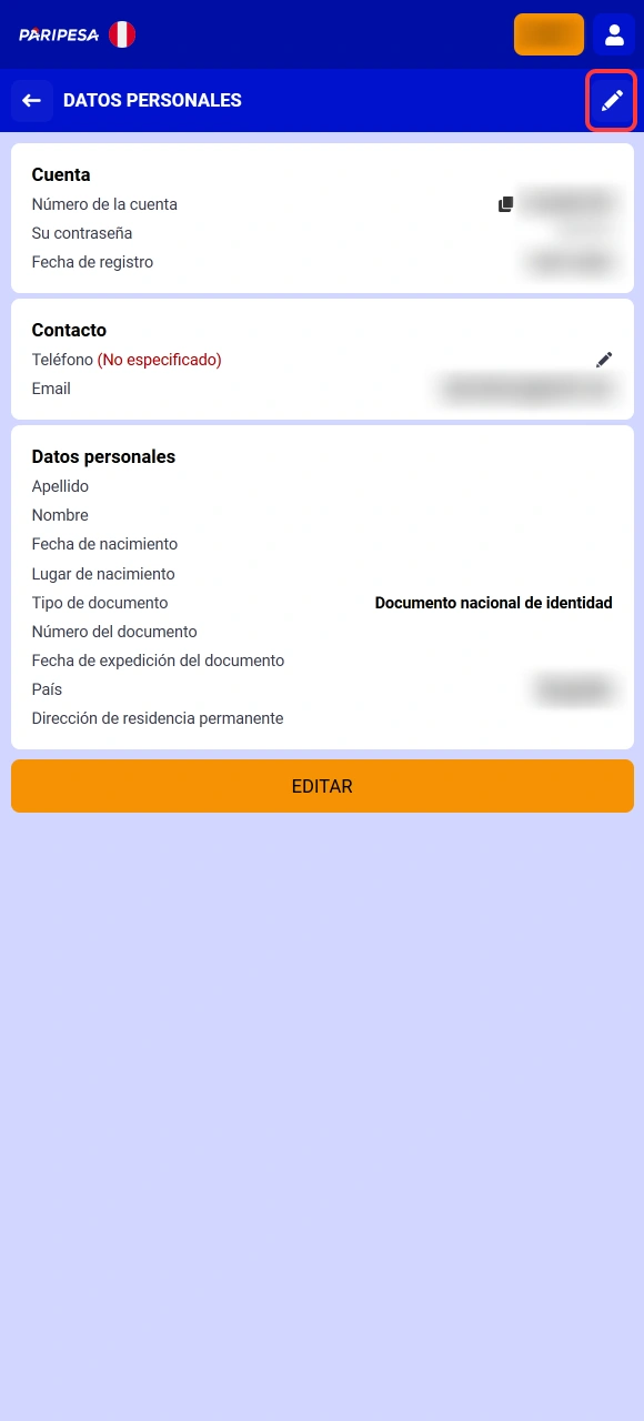 Carga tus documentos de identidad oficiales para validar la Verificación en Paripesa de forma segura.