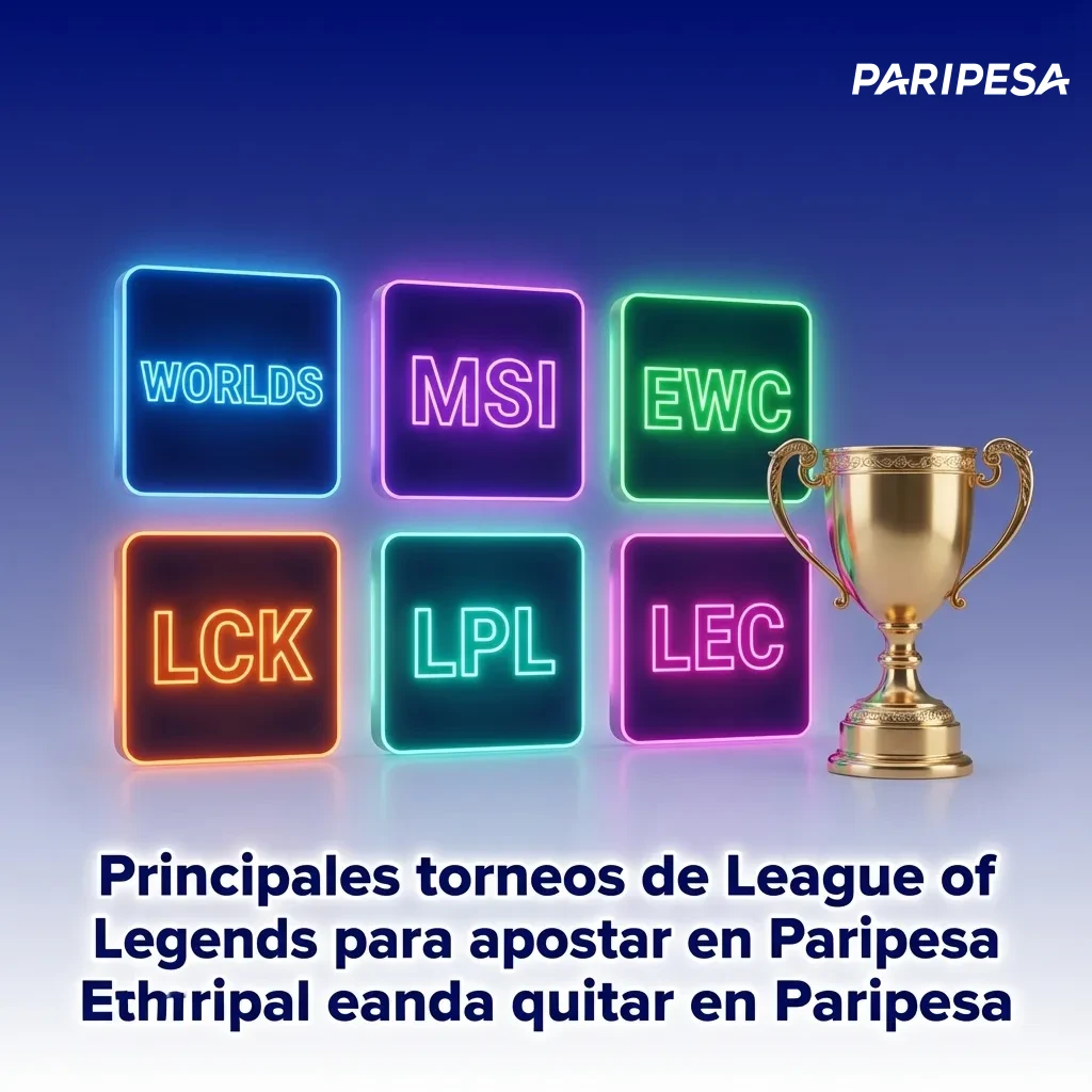 Banner de League of Legends con torneos Worlds, MSI, EWC, LCK, LPL y LEC para apostar en Paripesa