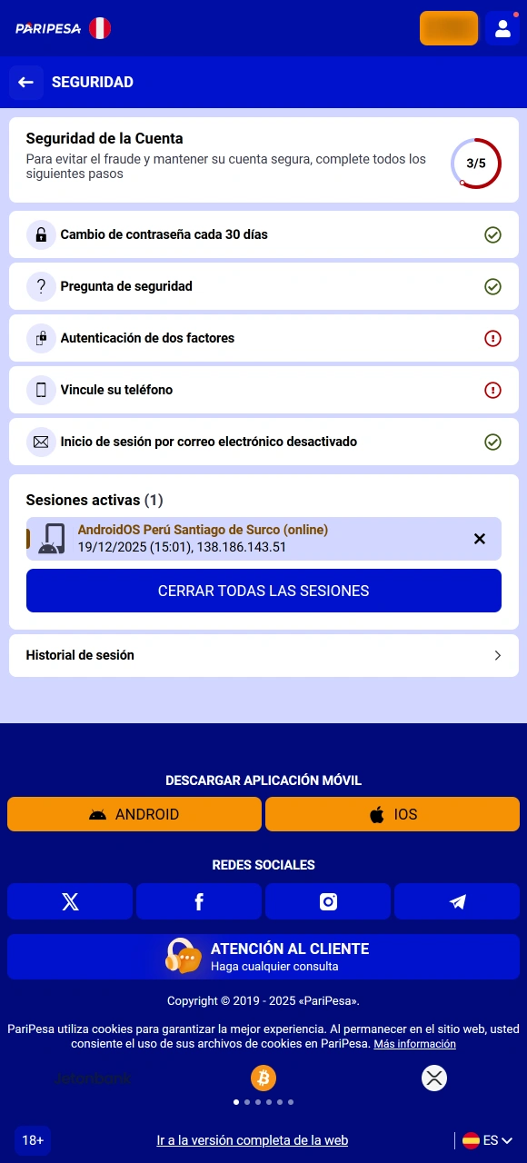 Aguarda la validación de tus datos durante el proceso de Verificación en Paripesa oficial.