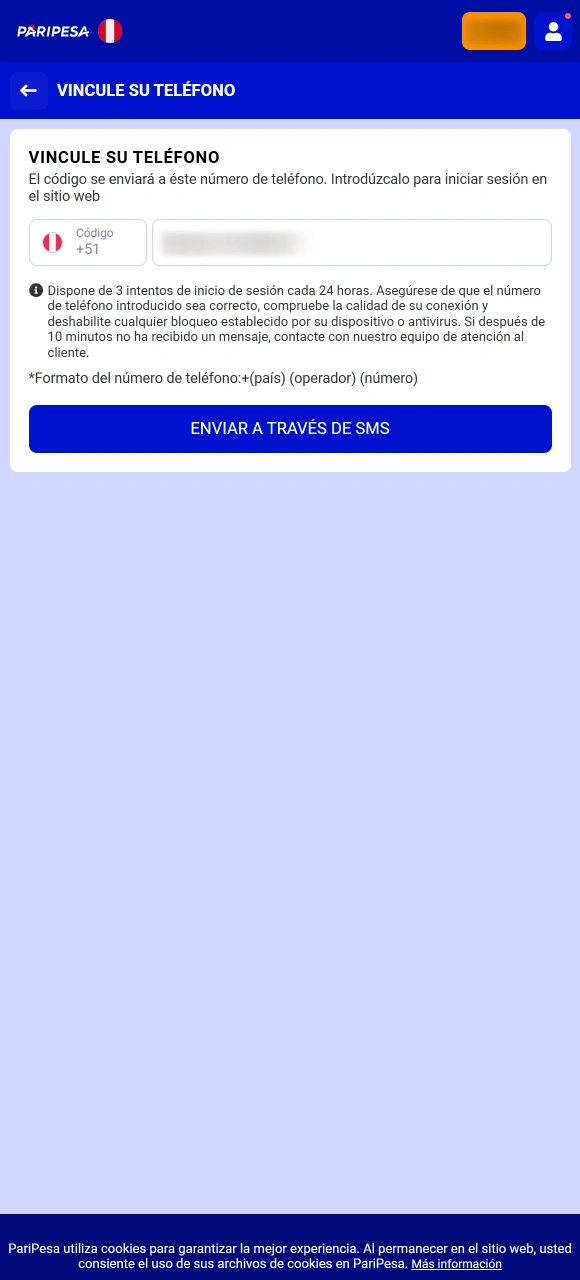 Confirma tu contacto personal para iniciar la Verificación en Paripesa y asegurar tu cuenta.
