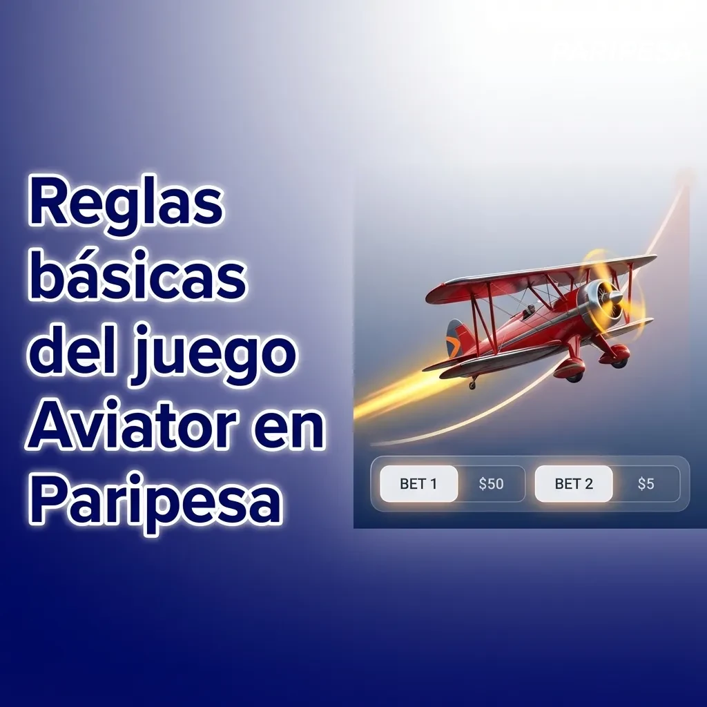 Interfaz de Aviator en Paripesa con avión rojo y multiplicador creciente, mostrando reglas básicas y opciones de apuesta.