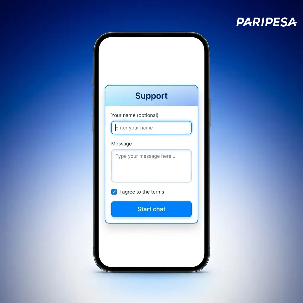 Ilustración de usuario peruano usando chat en vivo de Paripesa en su celular para soporte de cuenta y apuestas