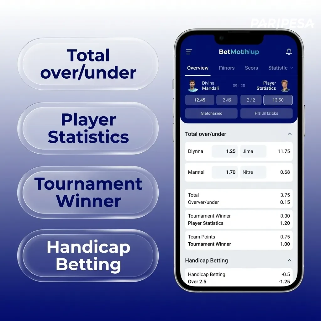 Pantalla de la app Paripesa en un celular mostrando diferentes tipos de apuestas deportivas y opciones de riesgo