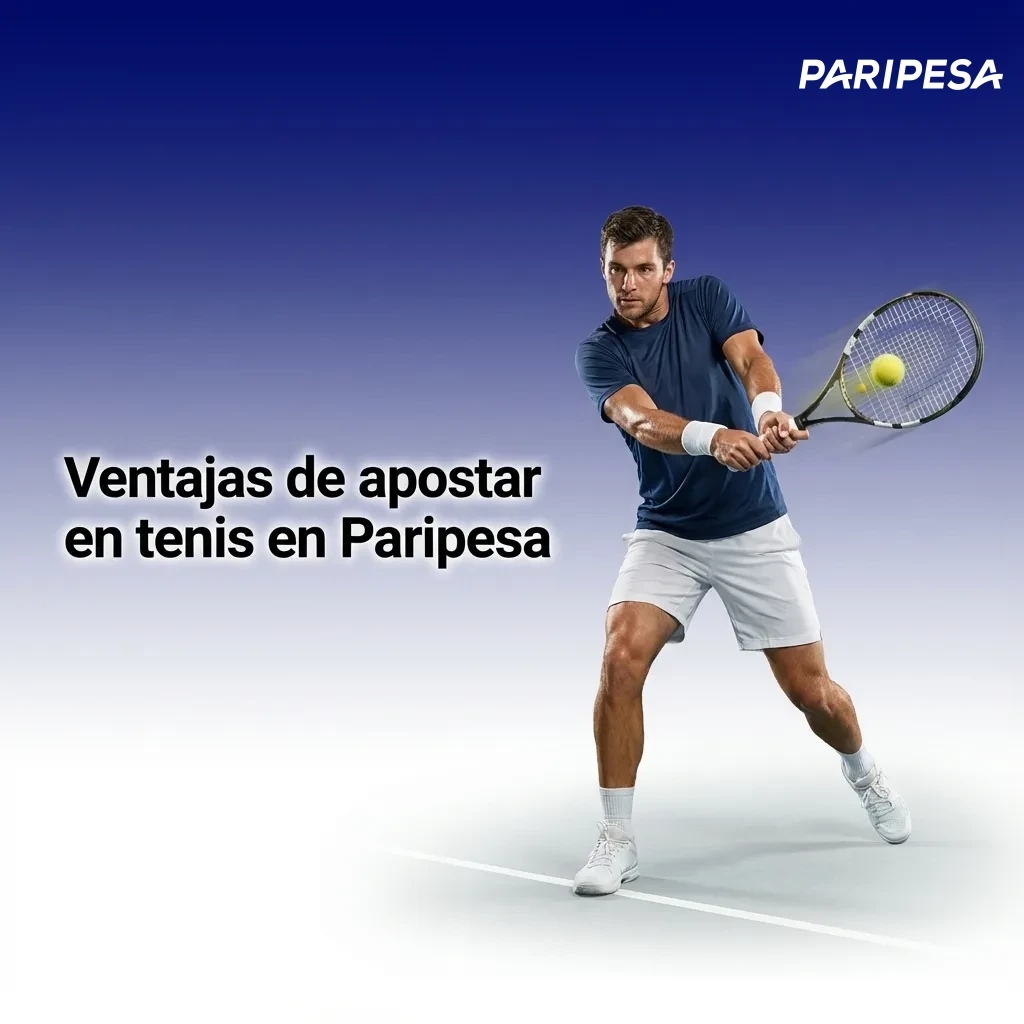 Gráfico promocional de Paripesa destacando ventajas de apuestas de tenis, mercados variados y apuestas en vivo en Perú