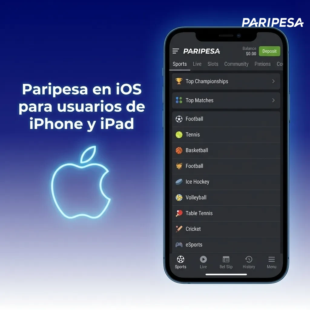 Paripesa en iOS para usuarios de iPhone y iPad